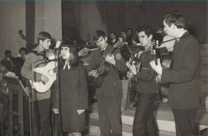 First Annual Collect Student Contest (1971). From left to right: Gjergj Kasneci, Valentina Mici, Demokrat Shahini, Aleksandër Vezuli, Kristaq Gjokrushi